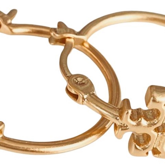 NEW Tory Burch Small Eleanor Hoop Logo Earrings in Gold or Silver - Picture 3 of 12